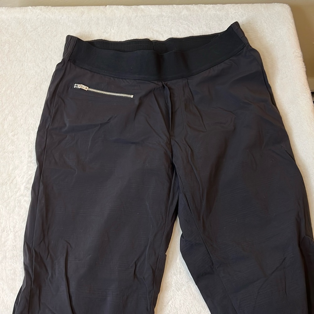Athleta black nylon zipped pants